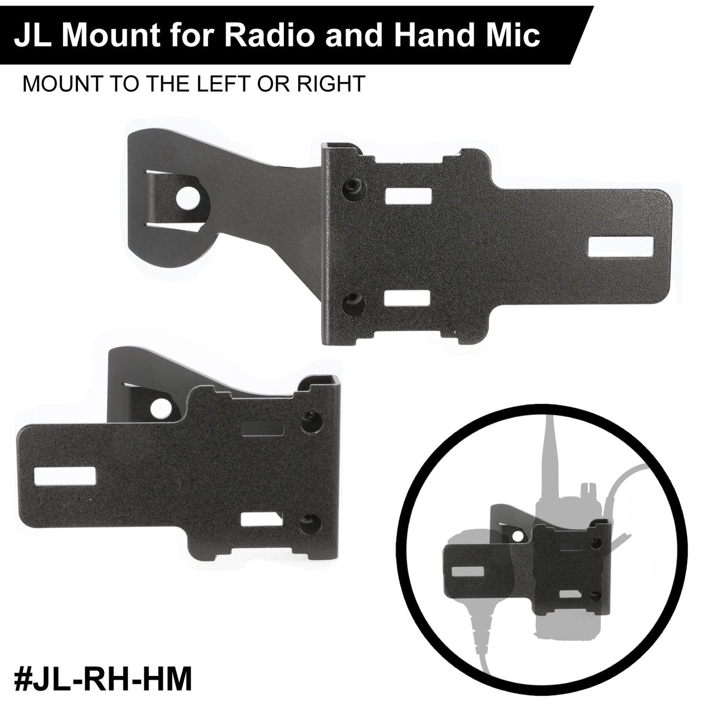 Handheld Radio Grab Bar Mount for Jeep JK JKU and JL - Fits R1 / V3 / GMR2 / GMR2 PLUS / RH-5R radios - JL - Radio/Hand Mic Mount