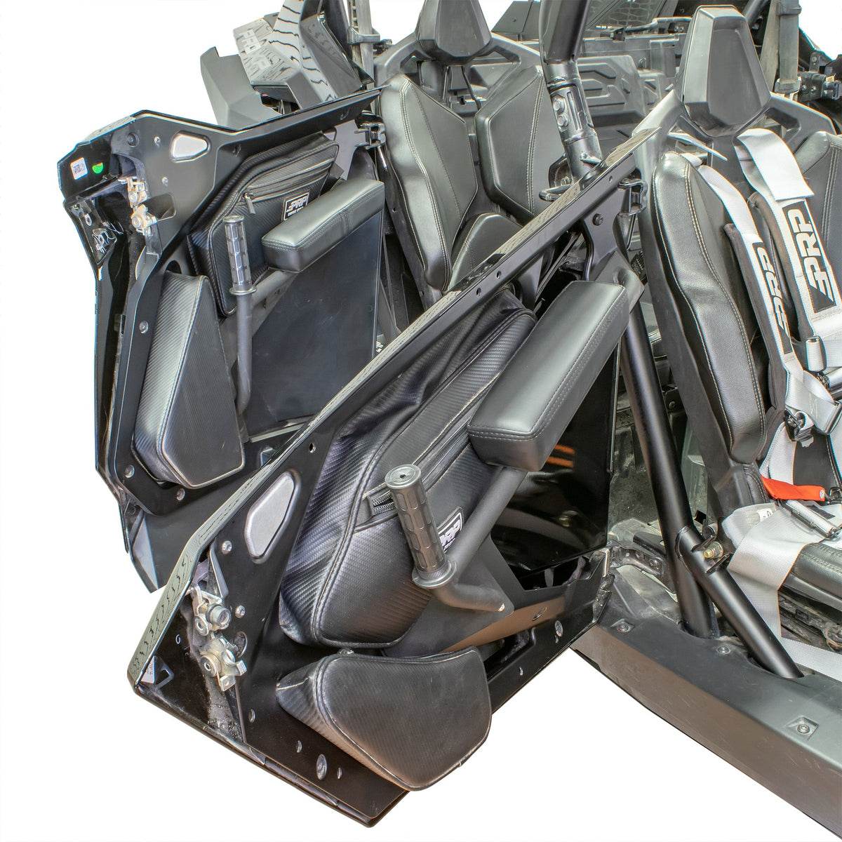 Detail of rear door armrest installed on RZR Pro XP