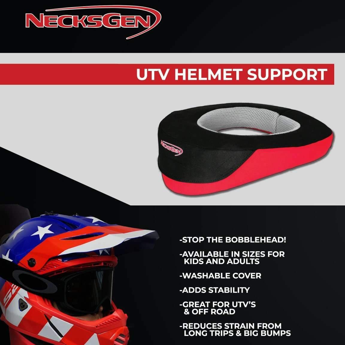 NecksGen UTV Helmet Support for Recreation - Adult Medium