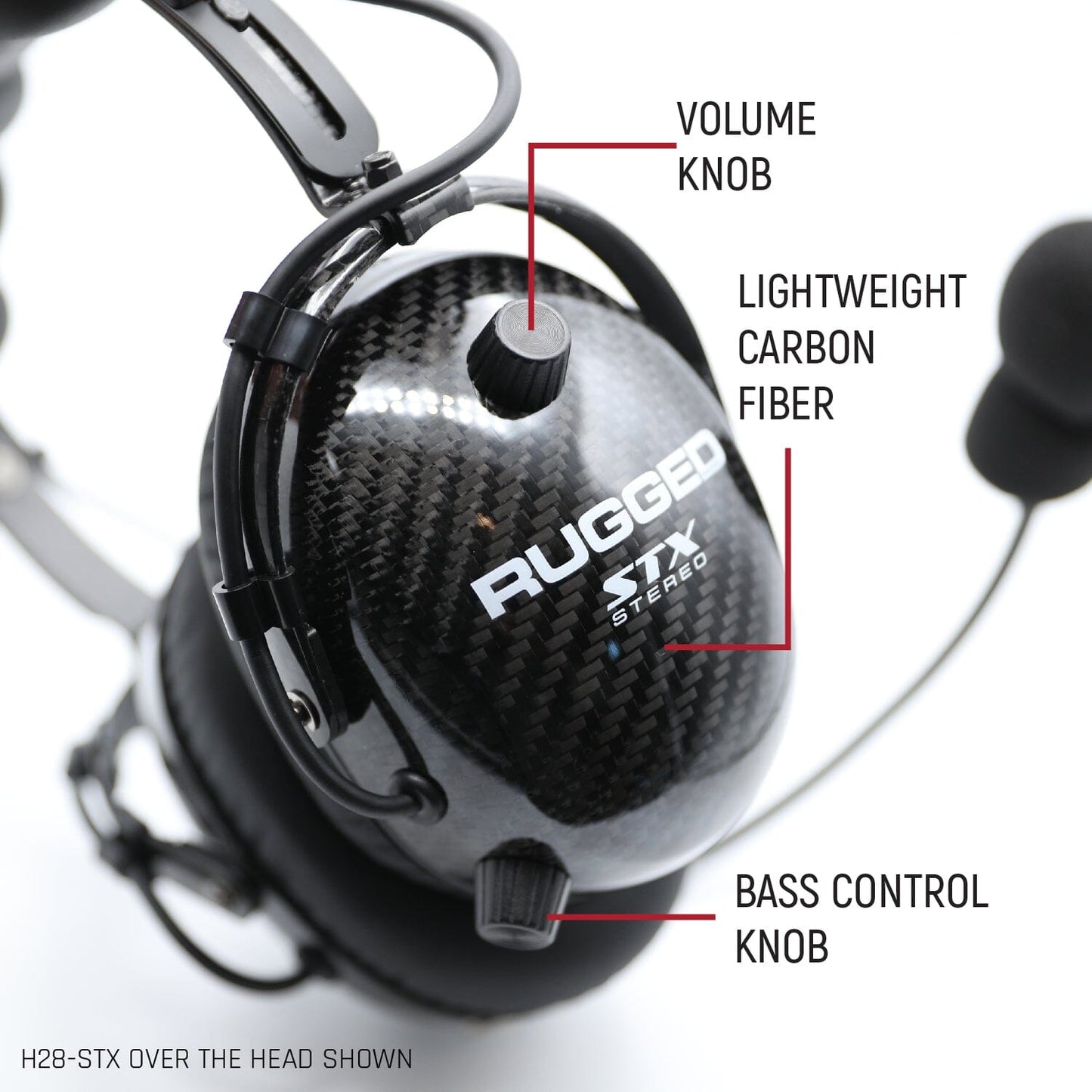 AlphaBass Carbon Fiber Stereo Headset with Bass Boost and Volume Control (OTH and BTH) - Behind The Head