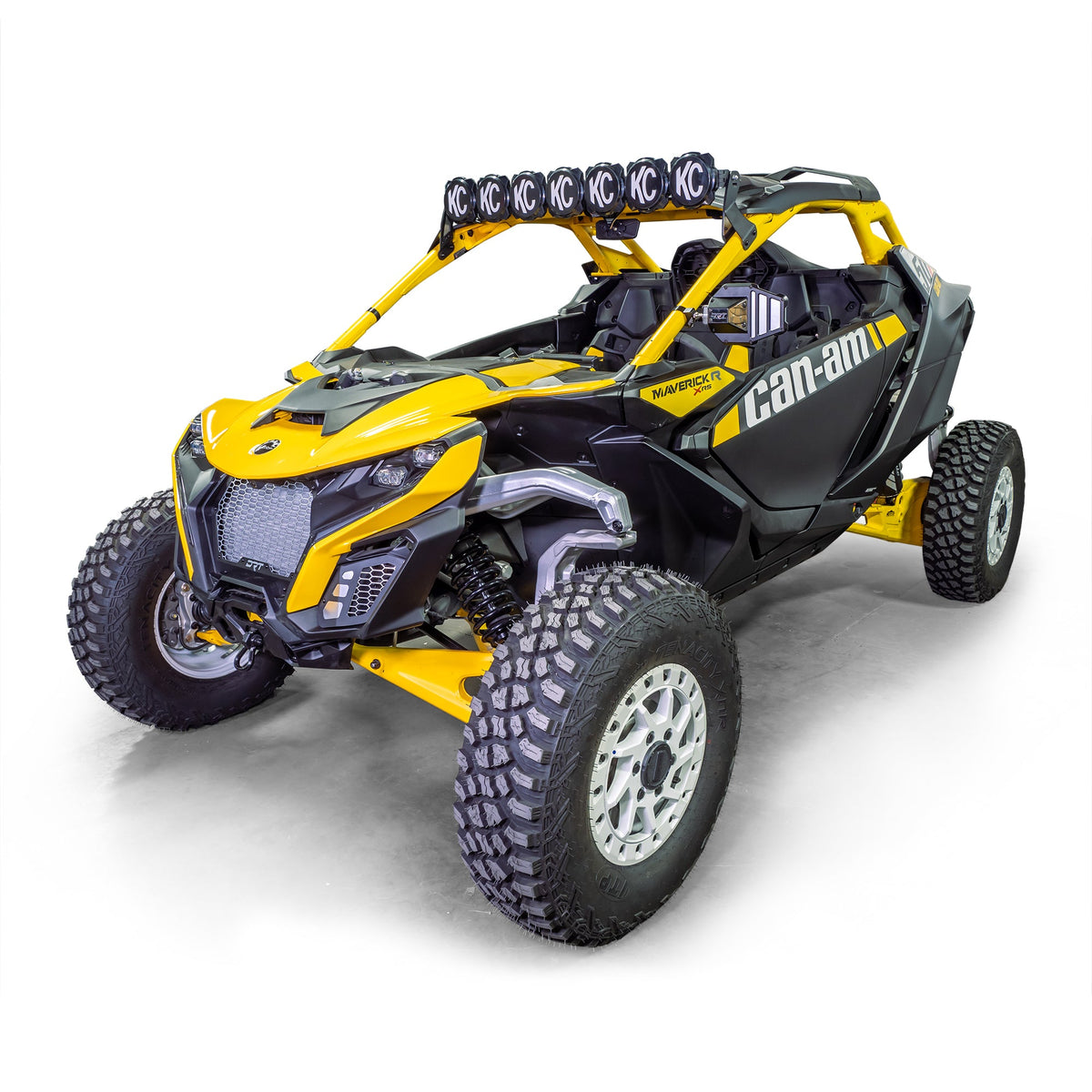 Adjustable light bar bracket for Maverick R cage thickness, black powder finish