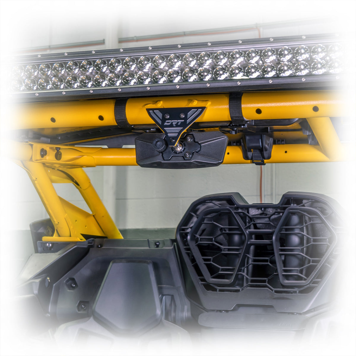 DRT Can-Am Maverick X3 / R Center Mirror Tab Cover Plate for OEM Cage Installed Full view