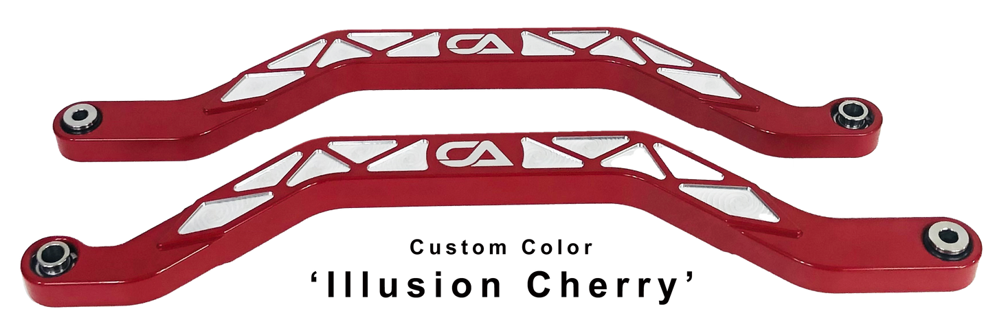 Honda Talon X and R Billet High Clearance Radius Rods | CA Tech USA Our high clearance rods were designed with strength, dependability, and affordability all in mind. Our rods finish in the absolute largest rods on the market. We have a finished thickness of 1.25 inches throughout the entire center of the rod where it really counts, and a finished height of the rod at over 1.5 inches. Our rods also boast a full 3 INCHES OF ADDED GROUND CLEARANCE