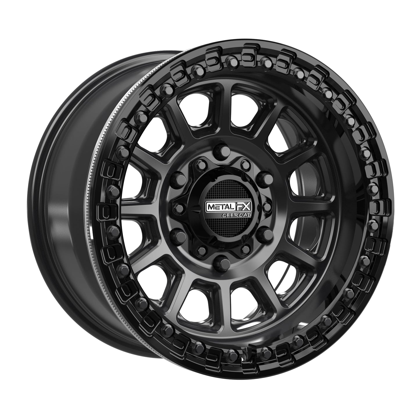 Rampage 6R Beadlock | Satin Black w/ Gloss Black Ring