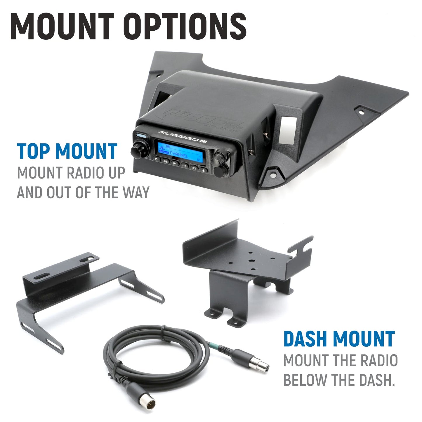 Can-Am Maverick R Complete Communication Kit with Rocker Switch Bluetooth Intercom and 2-Way Radio - STX Stereo Remote Head / M1 VHF Business Band / Top Mount