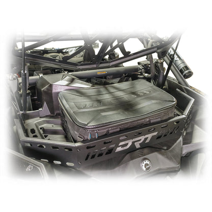 Can-Am Maverick X3 rear cargo storage rack, integrates with DRT bumper systems