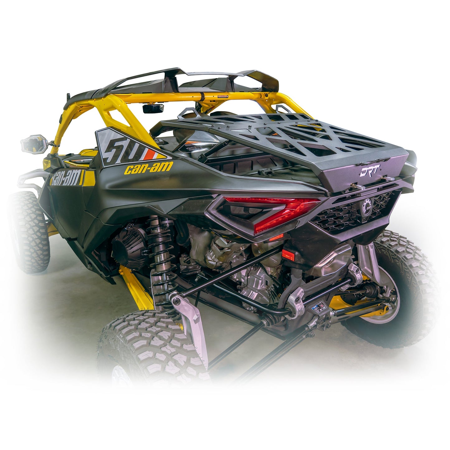 Adventure rack tire carrier, powder-coated black, lift assist shocks and slam latch system