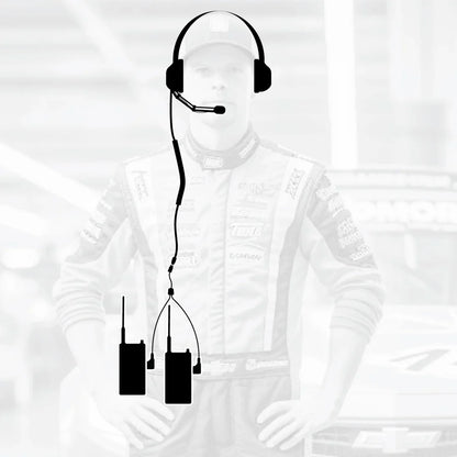 Crew Chief - H42 Spotter Headset and Rugged Handheld Radio Package - Single Radio with Nitro Bee X / R1 Business Band Handheld - Digital and Analog / Safety Yellow