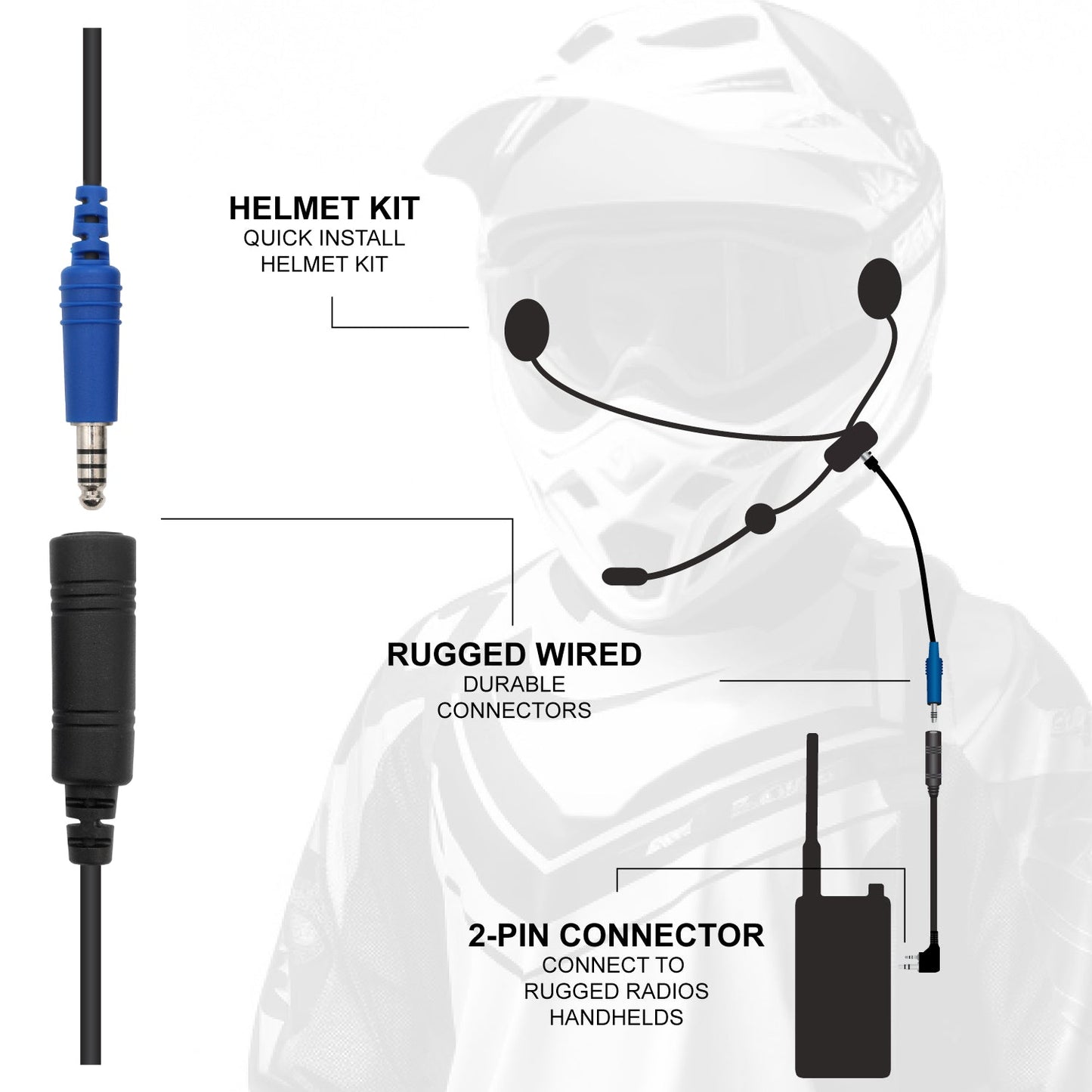 ENDURO Moto Kit -  Includes Helmet Kit and Compact Harness Cable - R1