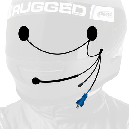 RUGGED Wired Helmet Kit with Alpha Audio Speakers Mic and 3.5mm Jack