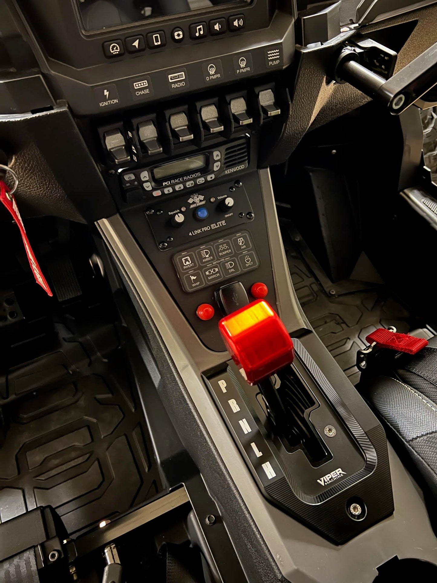 Polaris SFM Short Polaris ProR/XP PCI SwitchPro installed on a vehicle console, showcasing switch controls by StayFlush Motorsports.