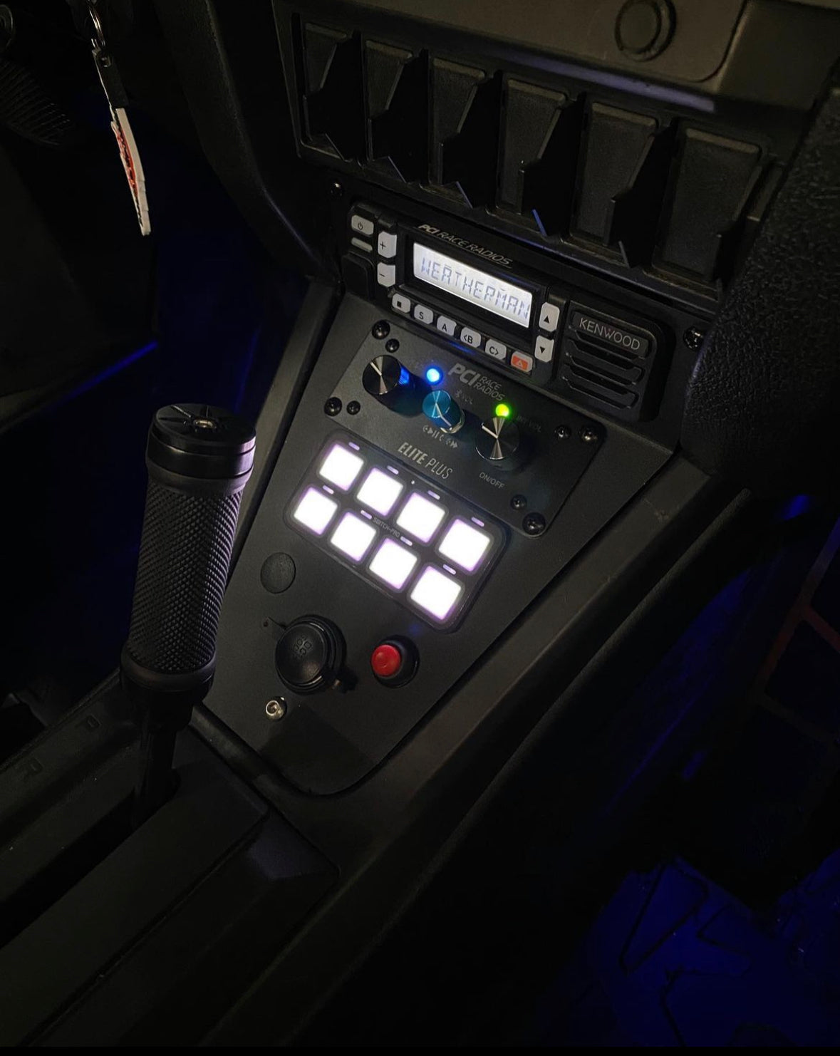 Polaris SFM Short Polaris ProR/XP PCI SwitchPro switch from StayFlush Motorsports, mounted on vehicle dashboard.