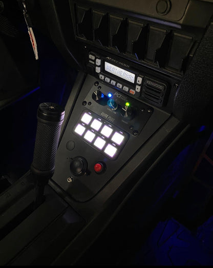 Polaris SFM Short Polaris ProR/XP PCI SwitchPro switch from StayFlush Motorsports, mounted on vehicle dashboard.