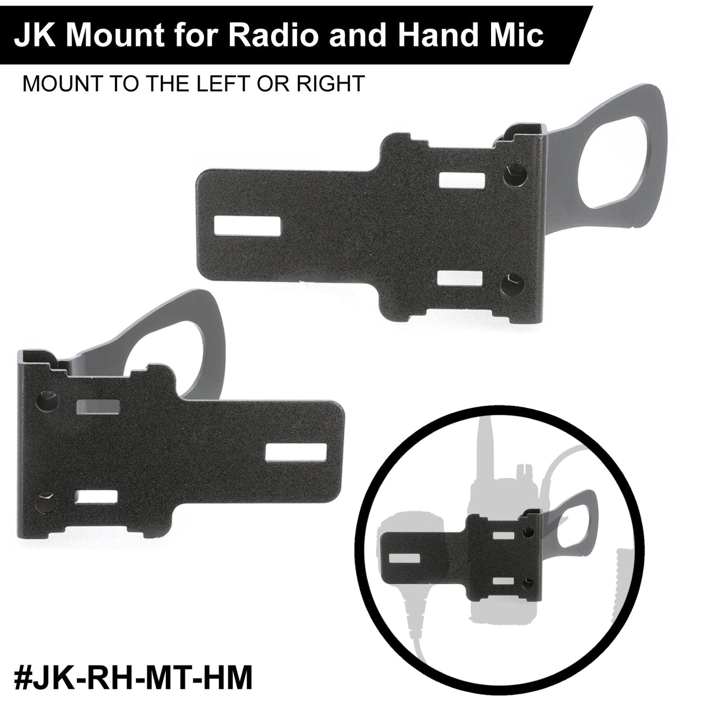 Handheld Radio Grab Bar Mount for Jeep JK JKU and JL - Fits R1 / V3 / GMR2 / GMR2 PLUS / RH-5R radios - JK - Radio/Hand Mic Mount