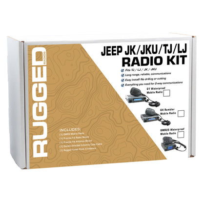 Jeep Wrangler TJ LJ JK JKU and Rubicon Two-Way GMRS Mobile Radio Kit - JK 2-Door (11-18) and TJ (97-06) and LJ (04-06) / GMR25 Waterproof