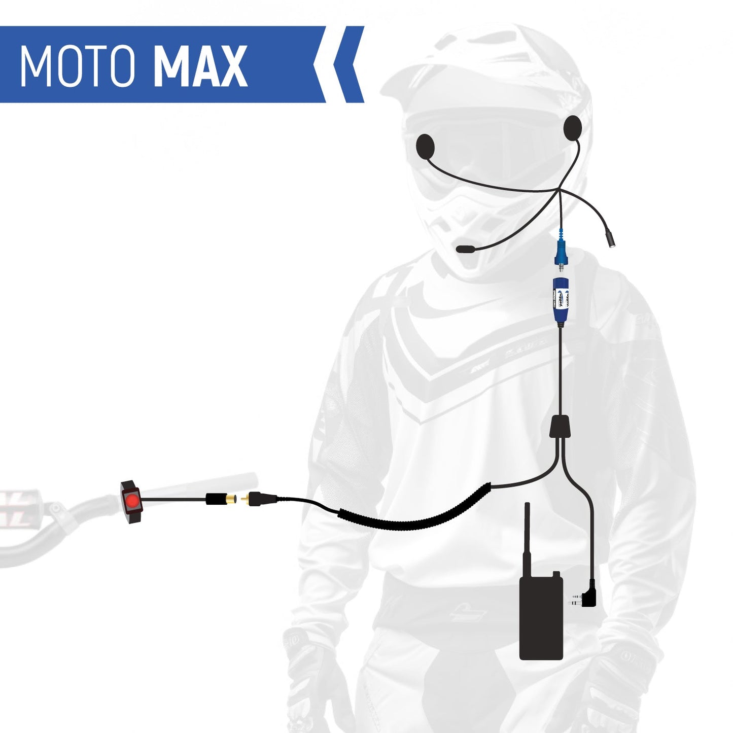 MOTO MAX Complete Motorcycle Communication Kit with Heavy-Duty OFFROAD Cables - GMR2 PLUS