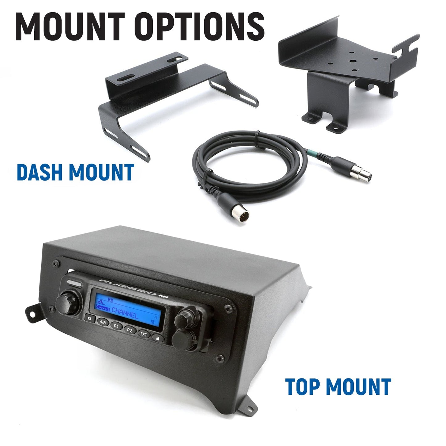 Can-Am Maverick R Complete Communication Kit with Rocker Switch Bluetooth Intercom and 2-Way Radio - STX Stereo Remote Head / G1 GMRS / Dash Mount