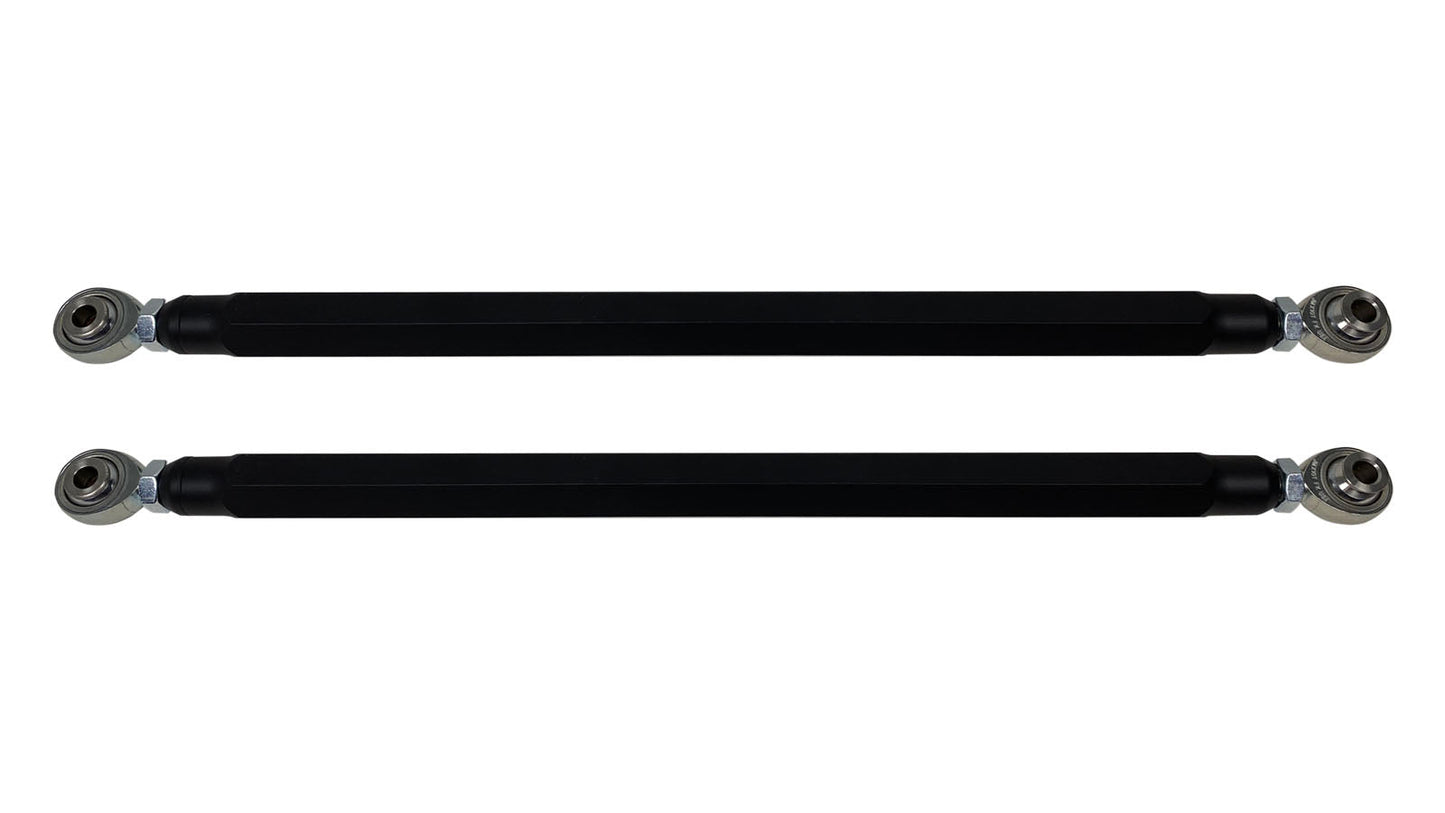 We utilize ONLY industry leading FK Brand Spherical bearings equipped with a cloth PTFE liner for durability on the high clearance lower rods and use FK brand JMX heims on the upper rods. There is no better joint to use on the planet. The Heims are spaced for your machine’s width so its bolt and go with little to no adjusting! Our rods are fully covered by a no hassle no BS warranty. If you damage a rod, we guarantee to replace it no questions asked, at all.