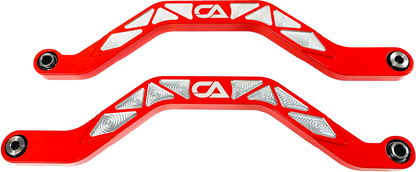 Honda Talon X and R Billet High Clearance Radius Rods | CA Tech USA Our high clearance rods were designed with strength, dependability, and affordability all in mind. Our rods finish in the absolute largest rods on the market. We have a finished thickness of 1.25 inches throughout the entire center of the rod where it really counts, and a finished height of the rod at over 1.5 inches. Our rods also boast a full 3 INCHES OF ADDED GROUND CLEARANCE