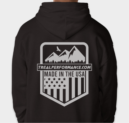 Treal Performance Made In USA | Grey Logo | Black Hoodie