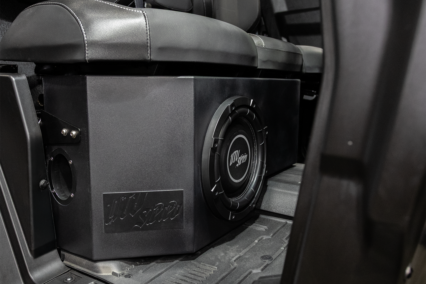 Can-Am® Defender HD11 Vented 10" Front Passenger Subwoofer Enclosure Unloaded | UTVS-DEF2-VENC-PASS-10-FRONT