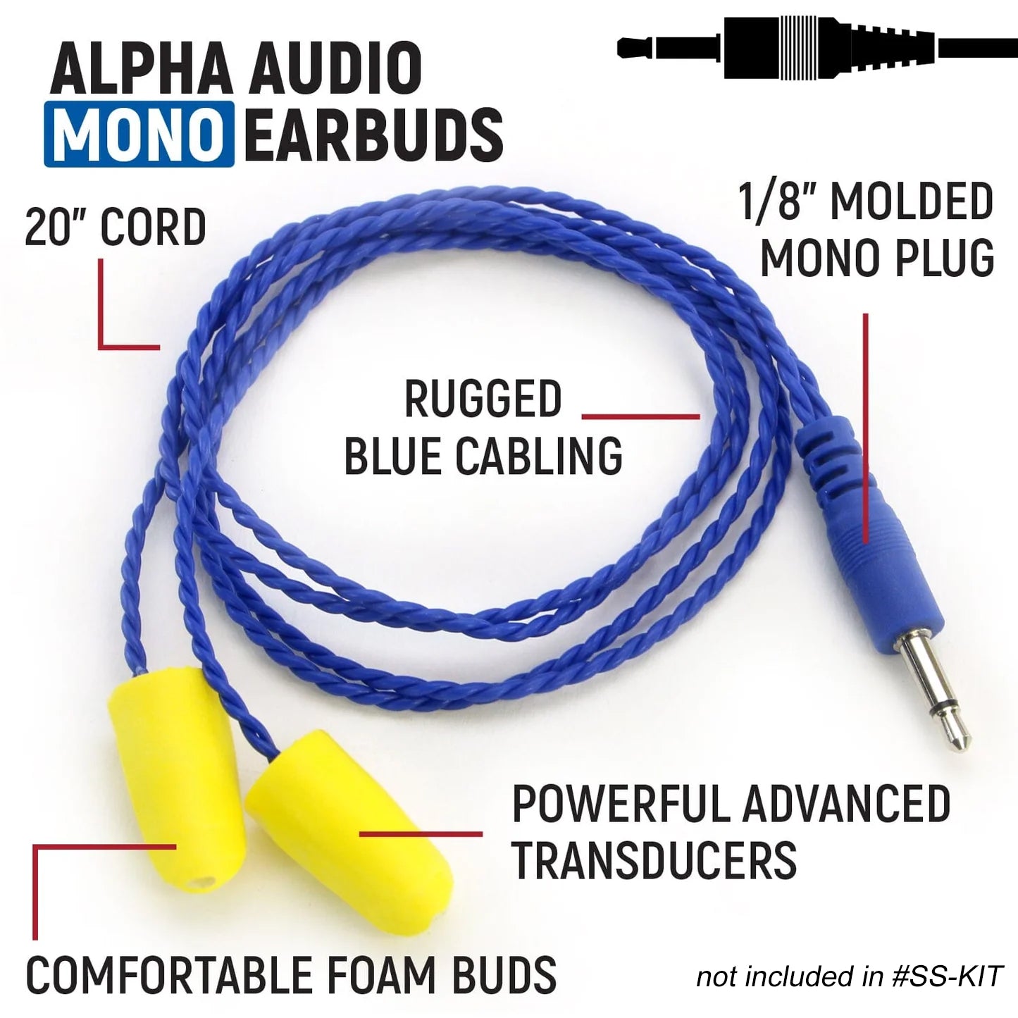 RUGGED Wired Driver Only Communication Kit with R1 Radio - Kit with Earbuds