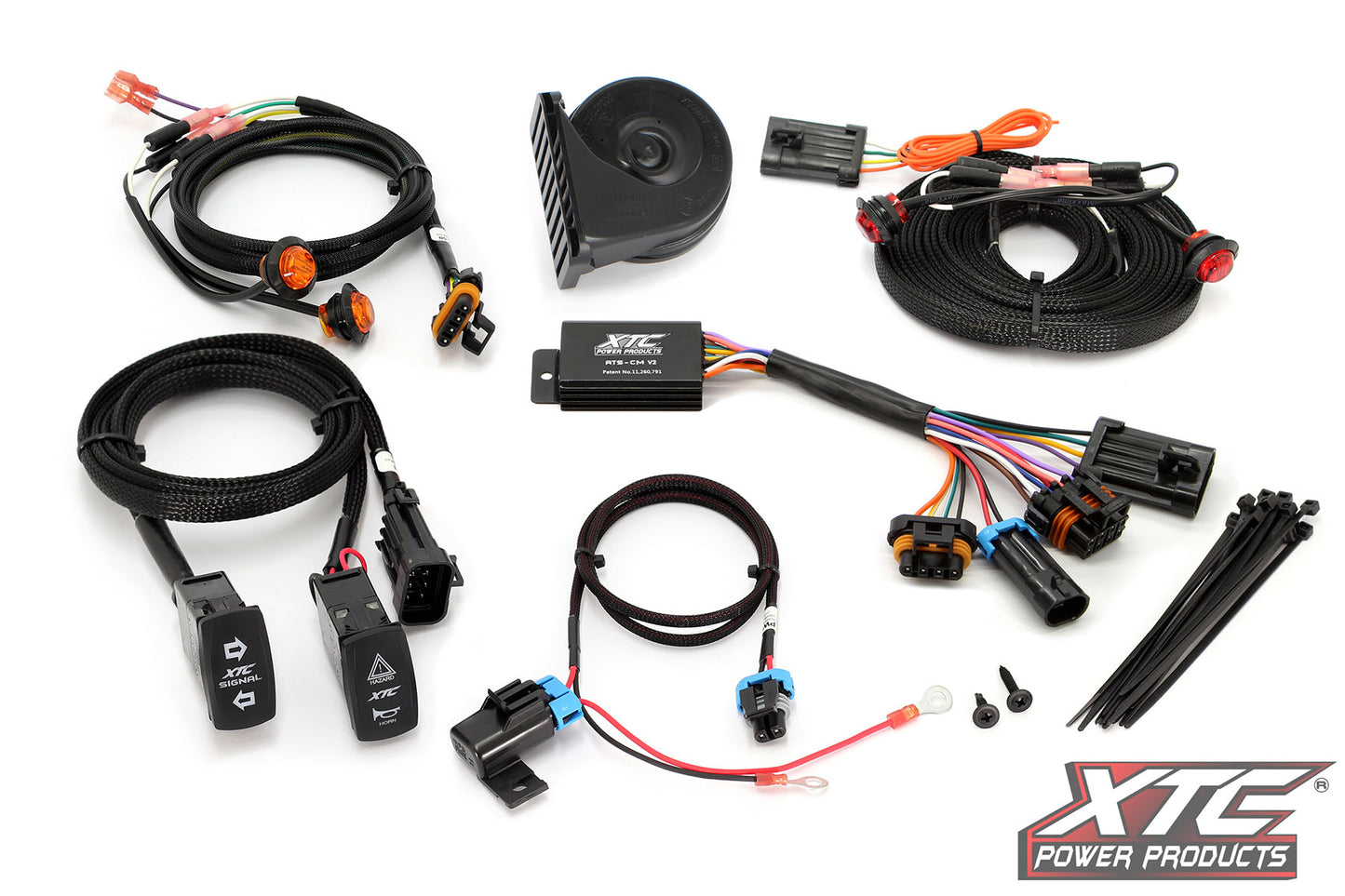 Universal Self-Canceling Turn Signal System with Horn Includes Rear Marker Lights