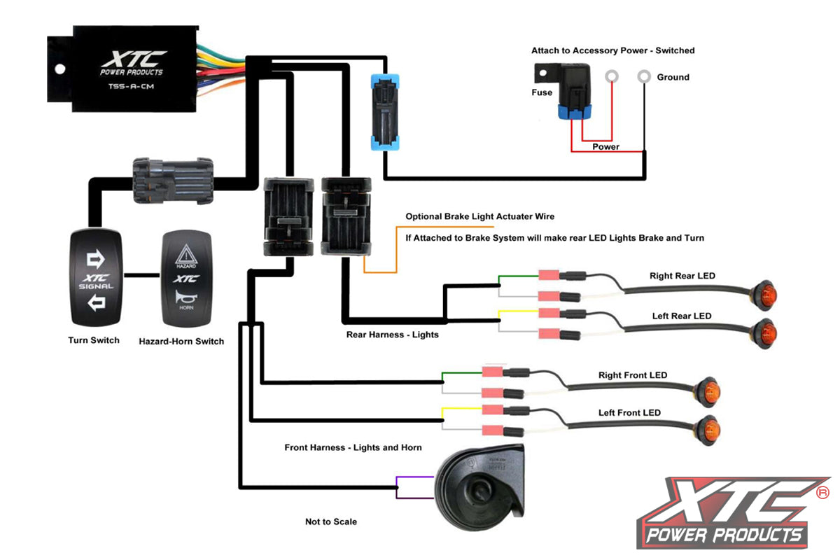 Universal Self-Canceling Turn Signal System with Horn Includes Rear Marker Lights