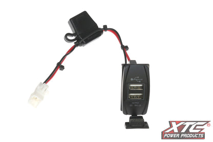 Can-Am Plug and Play Dual USB Power Port 5V 4.2A w/Amber LED, USB Cover & Harness