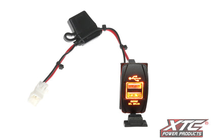 Can-Am Plug and Play Dual USB Power Port 5V 4.2A w/Amber LED, USB Cover & Harness