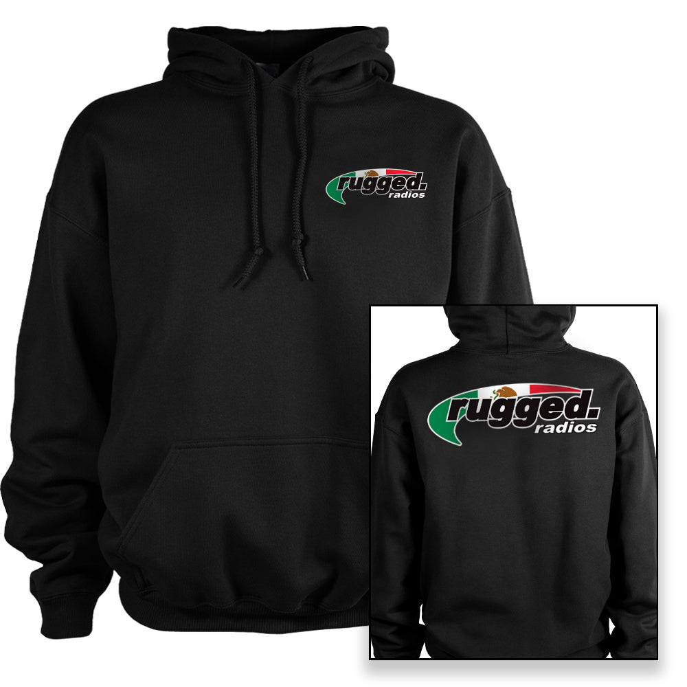 Rugged Radios MEXICAN FLAG Pullover Hoodie - Black - XXL
