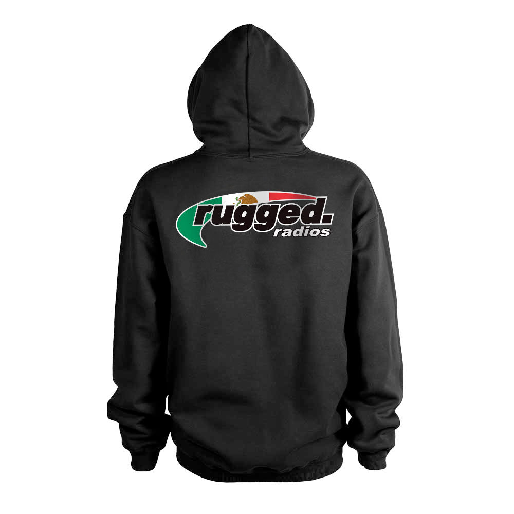 Rugged Radios MEXICAN FLAG Pullover Hoodie - Black - LG