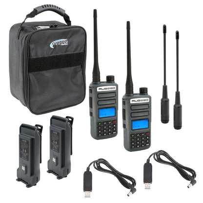 Adventure Pack - Rugged GMR2 PLUS - GMRS and FRS Two Way Handheld Radios with Accessories - Grey