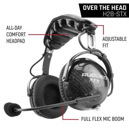 AlphaBass Carbon Fiber Stereo Headset with Bass Boost and Volume Control (OTH and BTH) - Over The Head