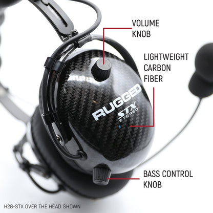 AlphaBass Carbon Fiber Stereo Headset with Bass Boost and Volume Control (OTH and BTH) - Behind The Head