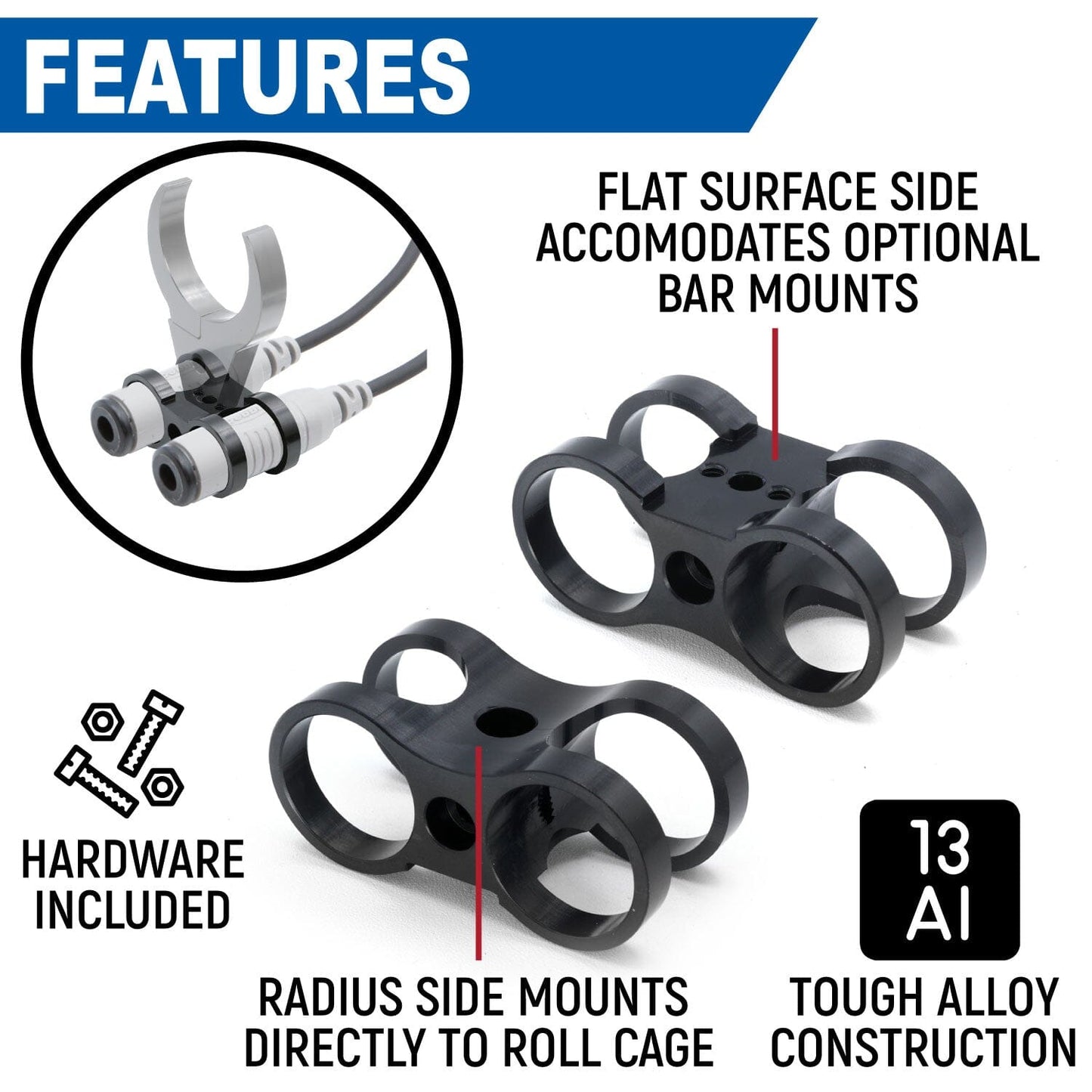 Dual Headset or Helmet Jack - Bar Mount - Offroad