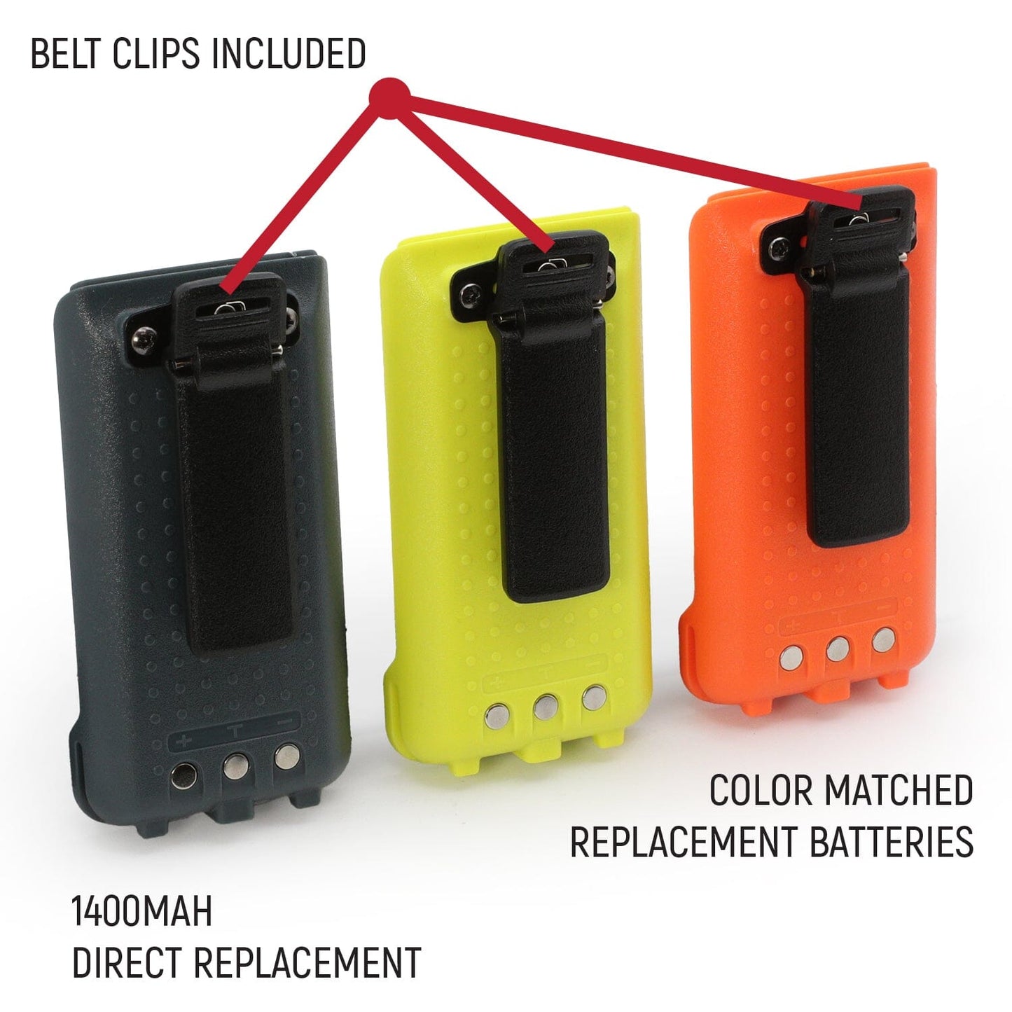 GMR2 Replacement Battery with 12v Charge Port and Belt Clip - Safety Orange