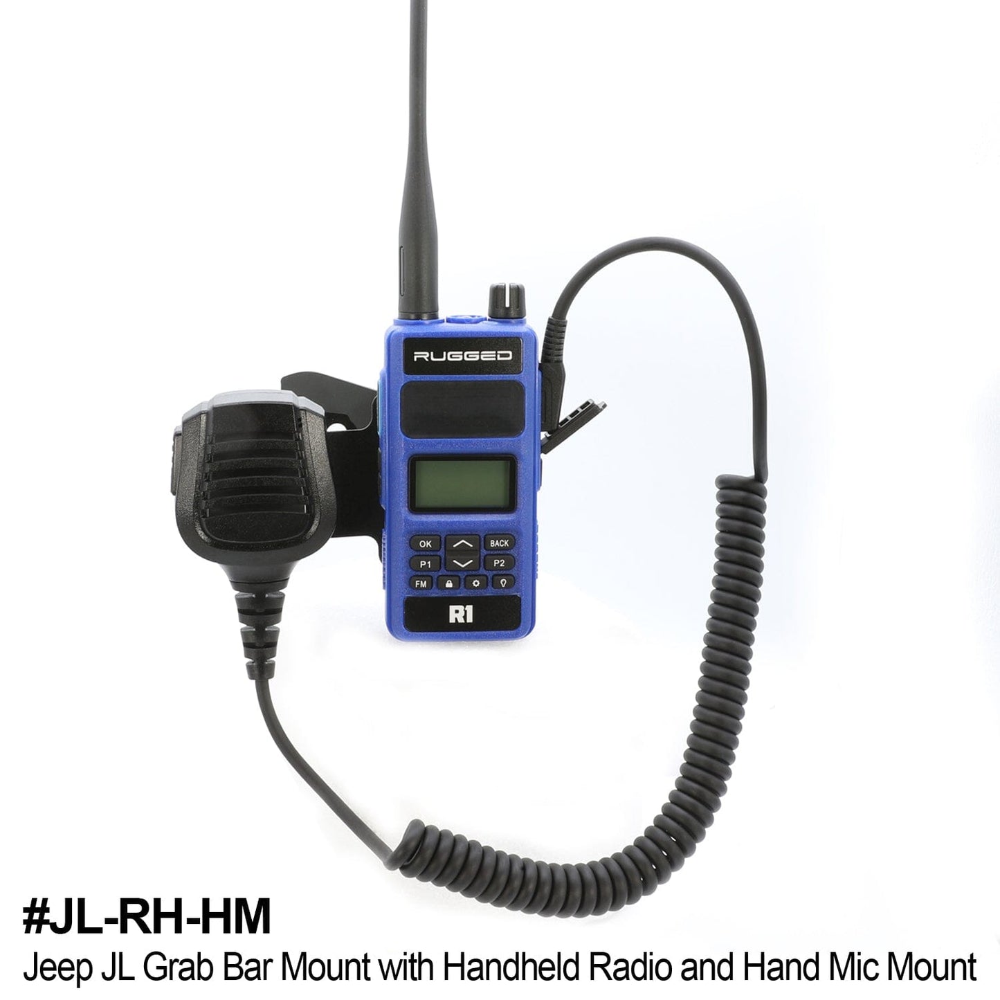 Handheld Radio Grab Bar Mount for Jeep JK JKU and JL - Fits R1 / V3 / GMR2 / GMR2 PLUS / RH-5R radios - JL - Radio-Only Mount