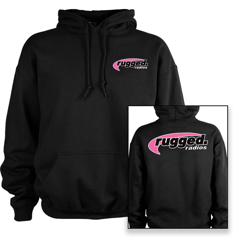 Rugged Radios PINK Pullover Hoodie - Black - XL