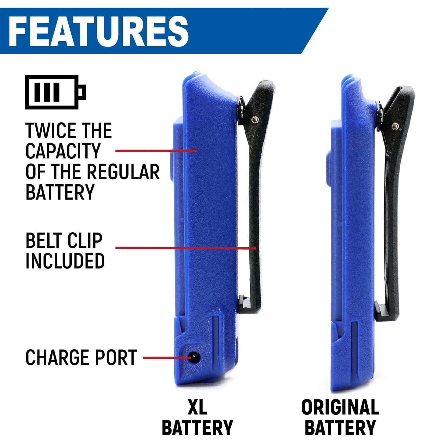 XL Battery for R1 Handheld Radio - Blue