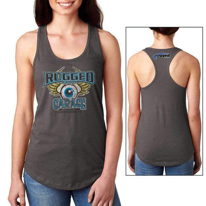 Rugged Radios GARAGE Ladies Racerback Tank Top - Grey - Large