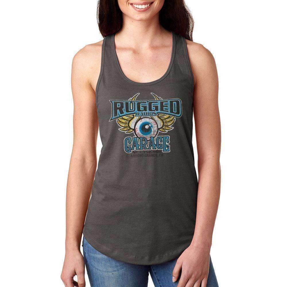 Rugged Radios GARAGE Ladies Racerback Tank Top - Grey - Large
