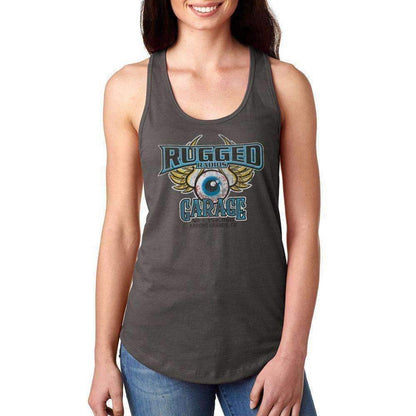 Rugged Radios GARAGE Ladies Racerback Tank Top - Grey - Large