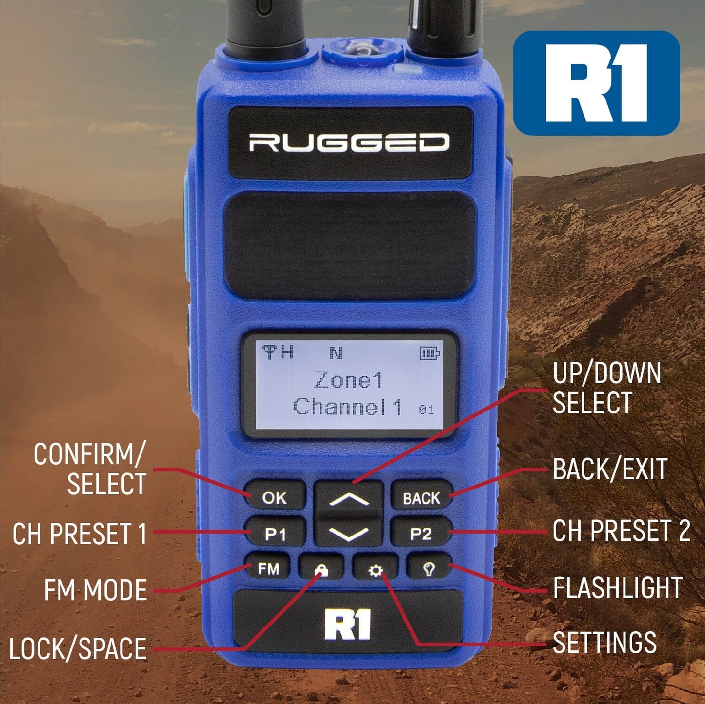 Rugged R1 - Business Band Two Way Handheld Radio - Digital and Analog - Safety Yellow