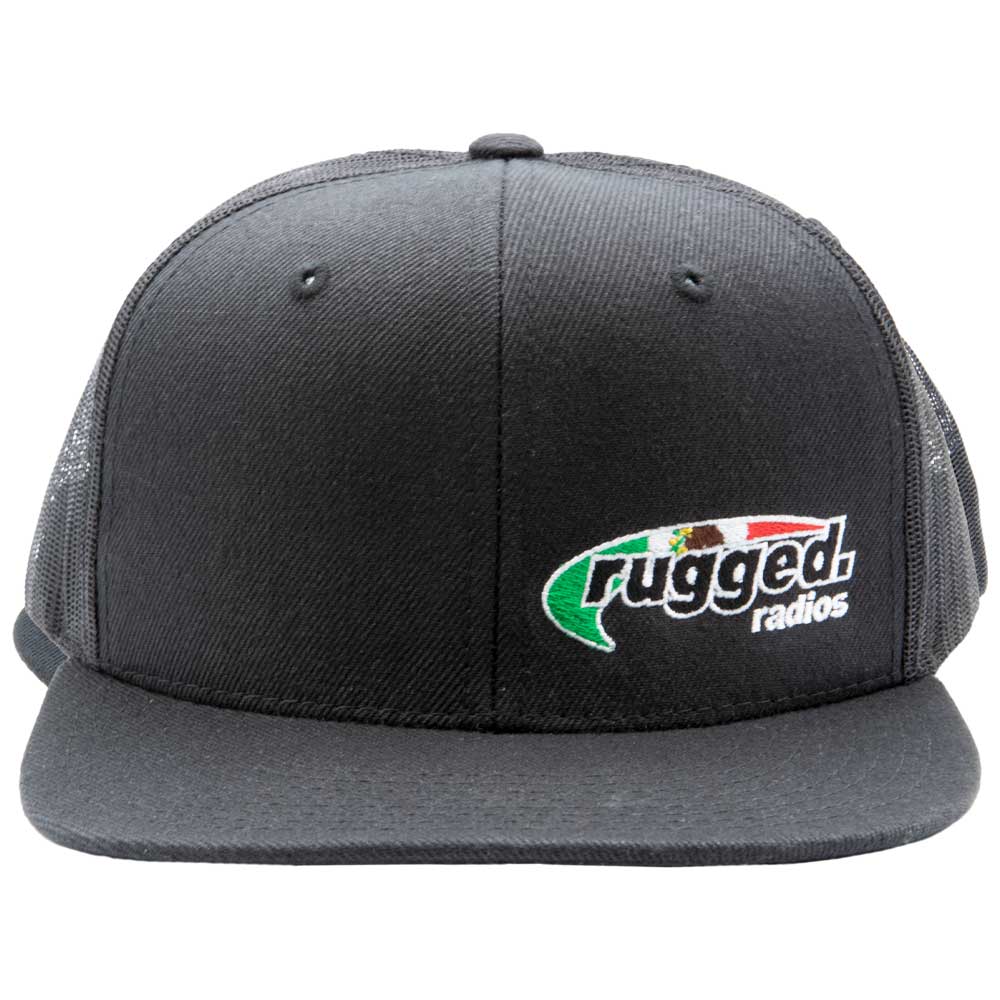 Rugged Radios MEXICAN FLAG Flat Bill Snapback Hat - Black