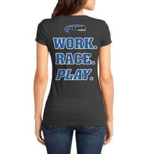 Rugged Radios WORK RACE PLAY Ladies T-Shirt - Grey - Small
