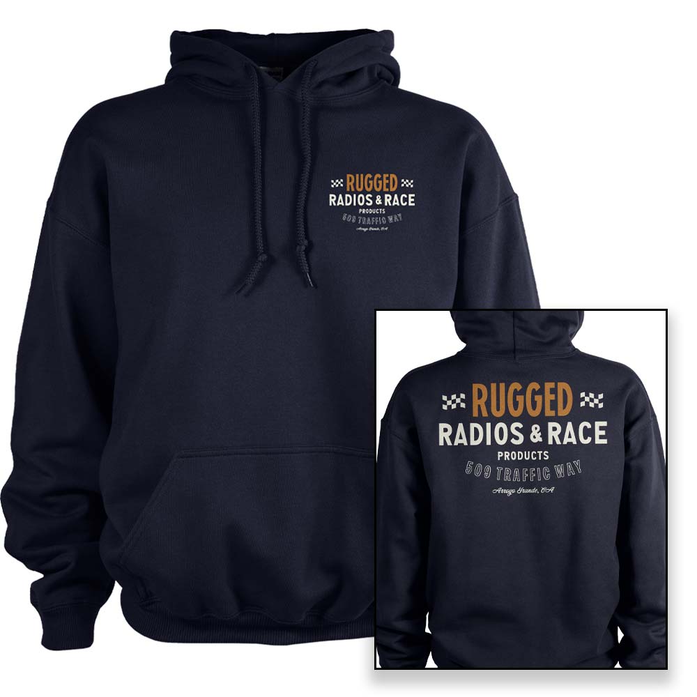 Rugged Radios VINTAGE RACE Pullover Hoodie - Navy Blue - Large