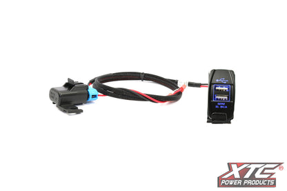 Polaris RZR XP Plug and Play Dual USB Power Port DC5V 4.2A w/Blue LED, USB Cover & Harness