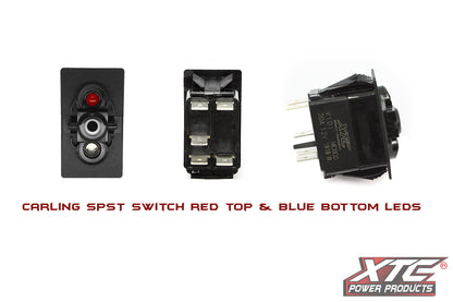 ON-OFF SPST Rocker Switch with Red Top and Blue Bottom LED