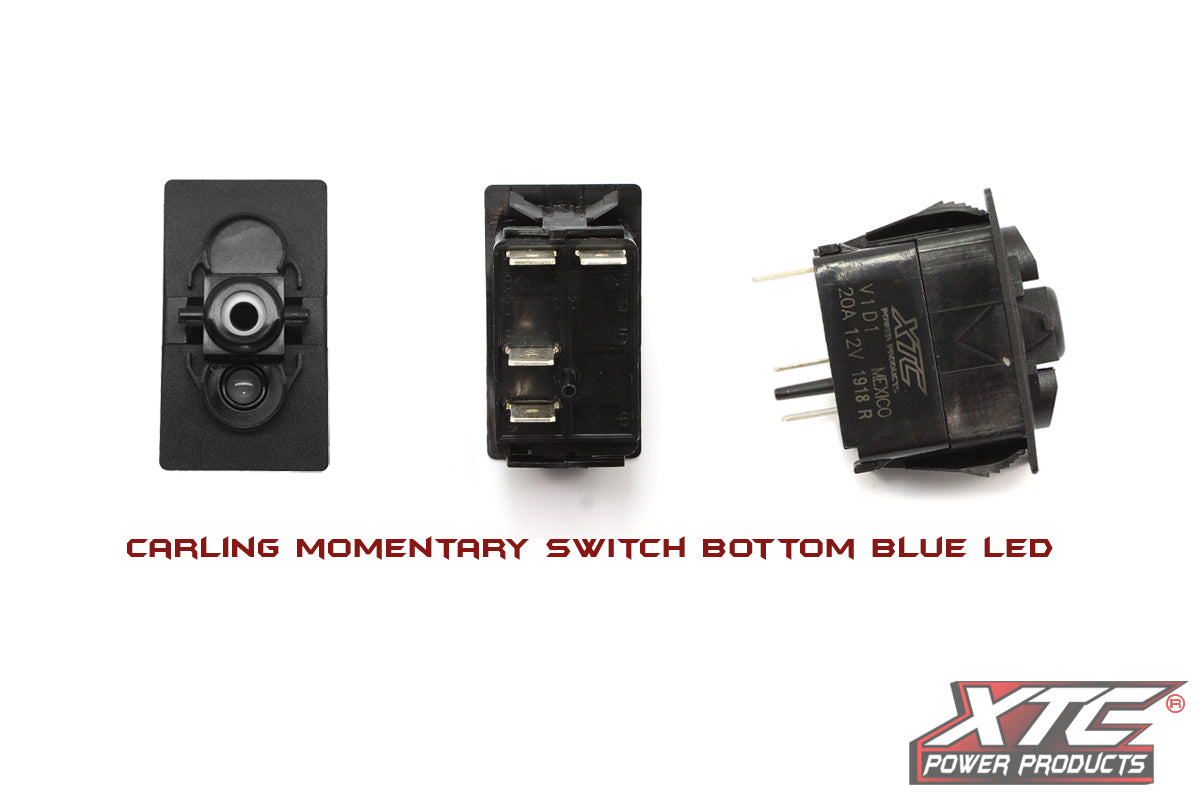 (ON)-OFF SPST Momentary Rocker Switch with Blue Bottom LED